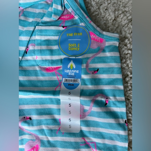Kids Size 5 Flamingo Striped Tank Top NWT - Picture 4 of 7